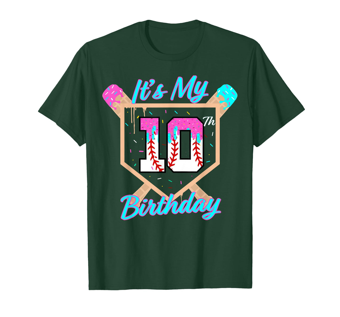 Baseball 10 Year Old Ice Cream Drip 10th Birthday Boy 10 T-Shirt