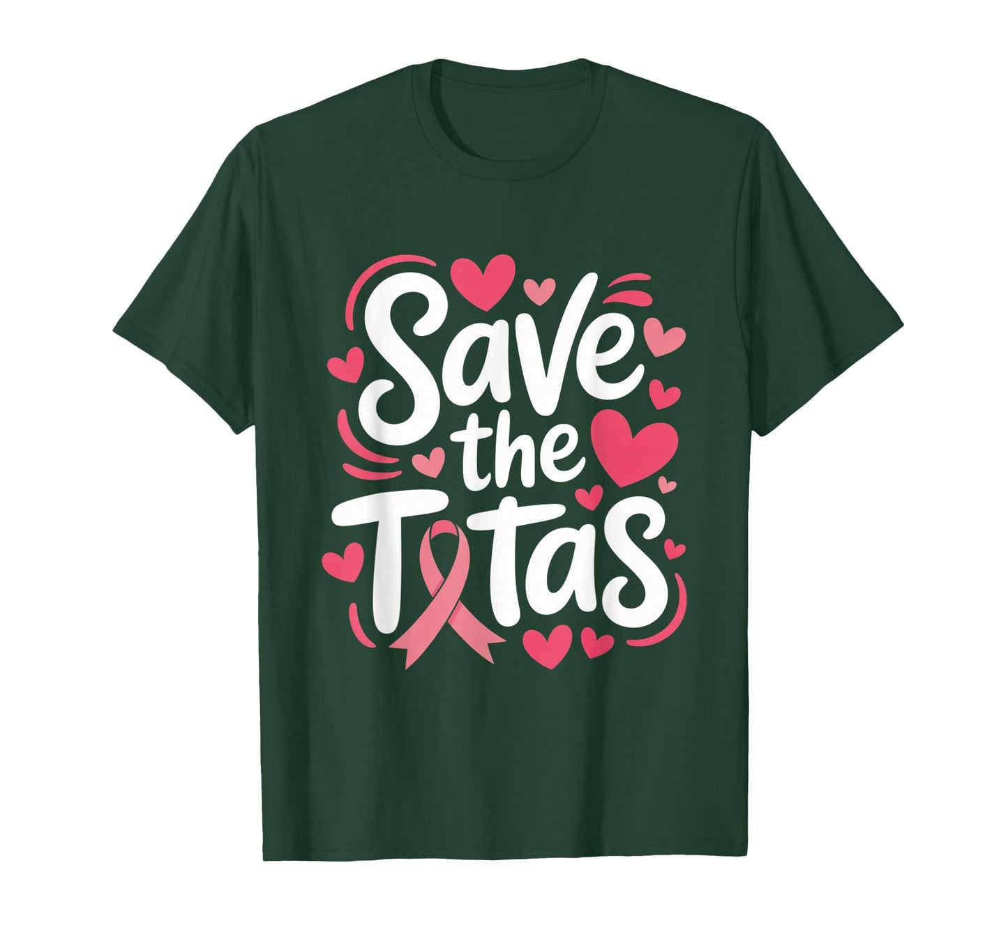 Save The Tatas Breast Cancer Fighting Awareness Pink Ribbon T-Shirt