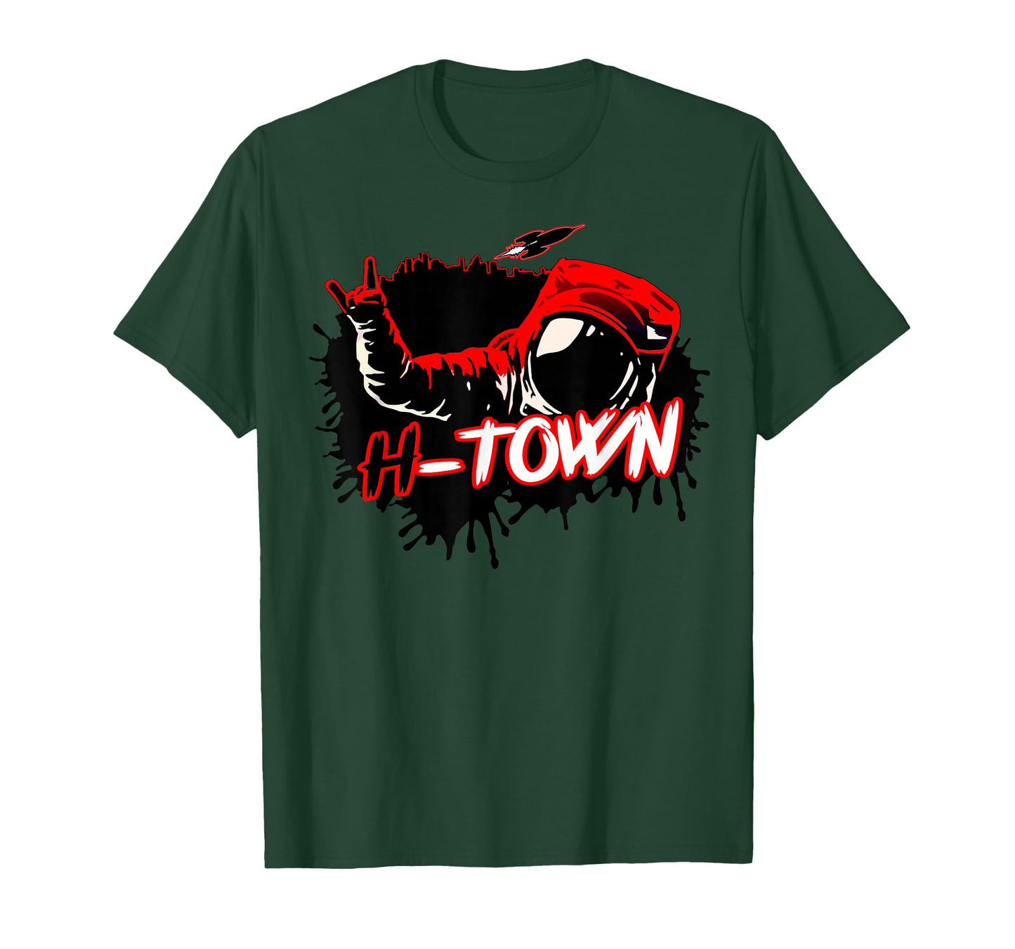 Houston Texas Astronaut H-Town Hand Sign Houston Basketball T-Shirt
