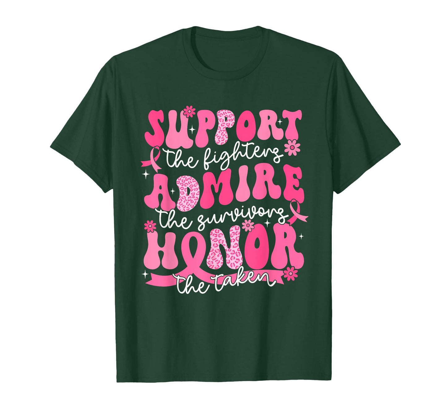 Support Admire Honor Breast Cancer Awareness Warrior Ribbon T-Shirt