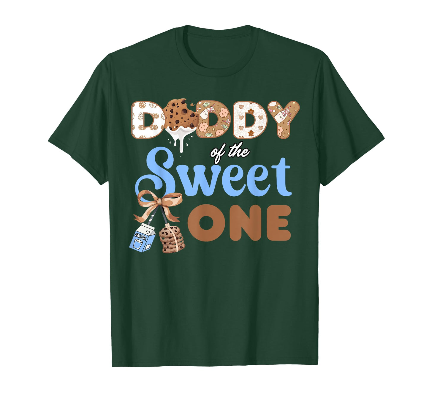 Daddy Of the Sweet One Cookies and Milk 1st Birthday T-Shirt