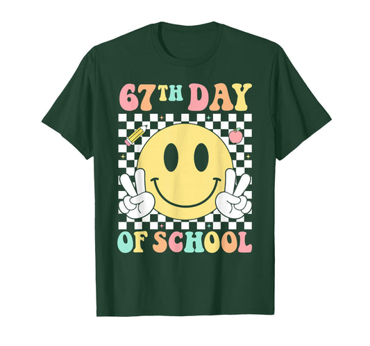 67th Day of School Teacher Kids Funny Six Seven 6 7 Meme T-Shirt