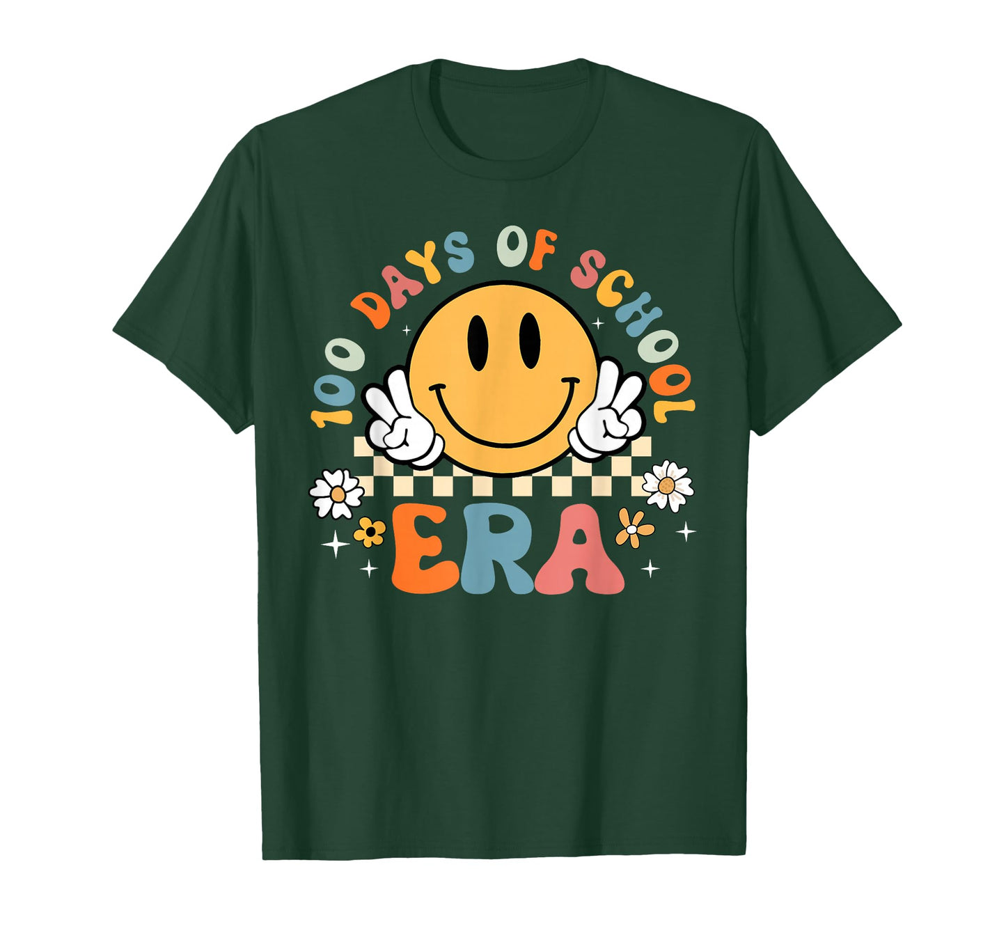 100 Days of School Era Groovy 100th Day School Hippie Face T-Shirt