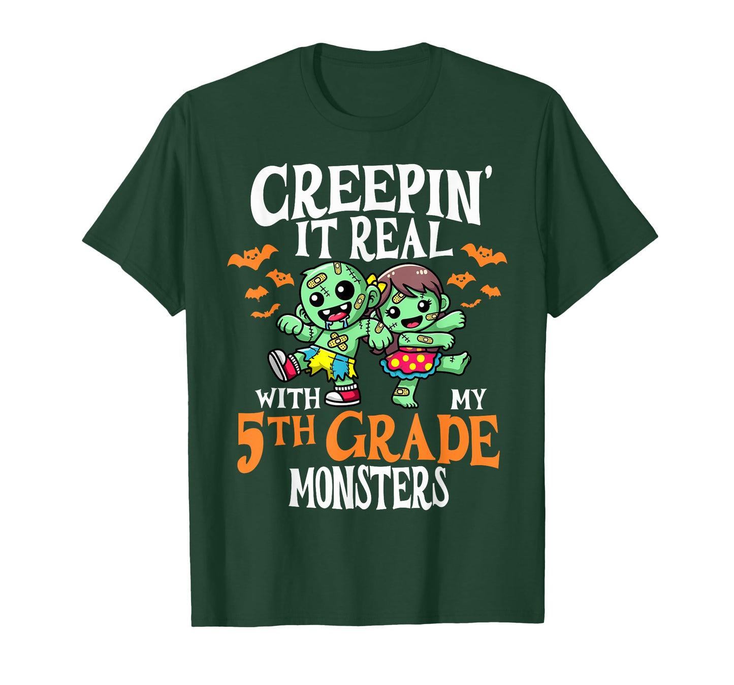 Creepin It Real Monster School 5th Grade Teacher Halloween T-Shirt