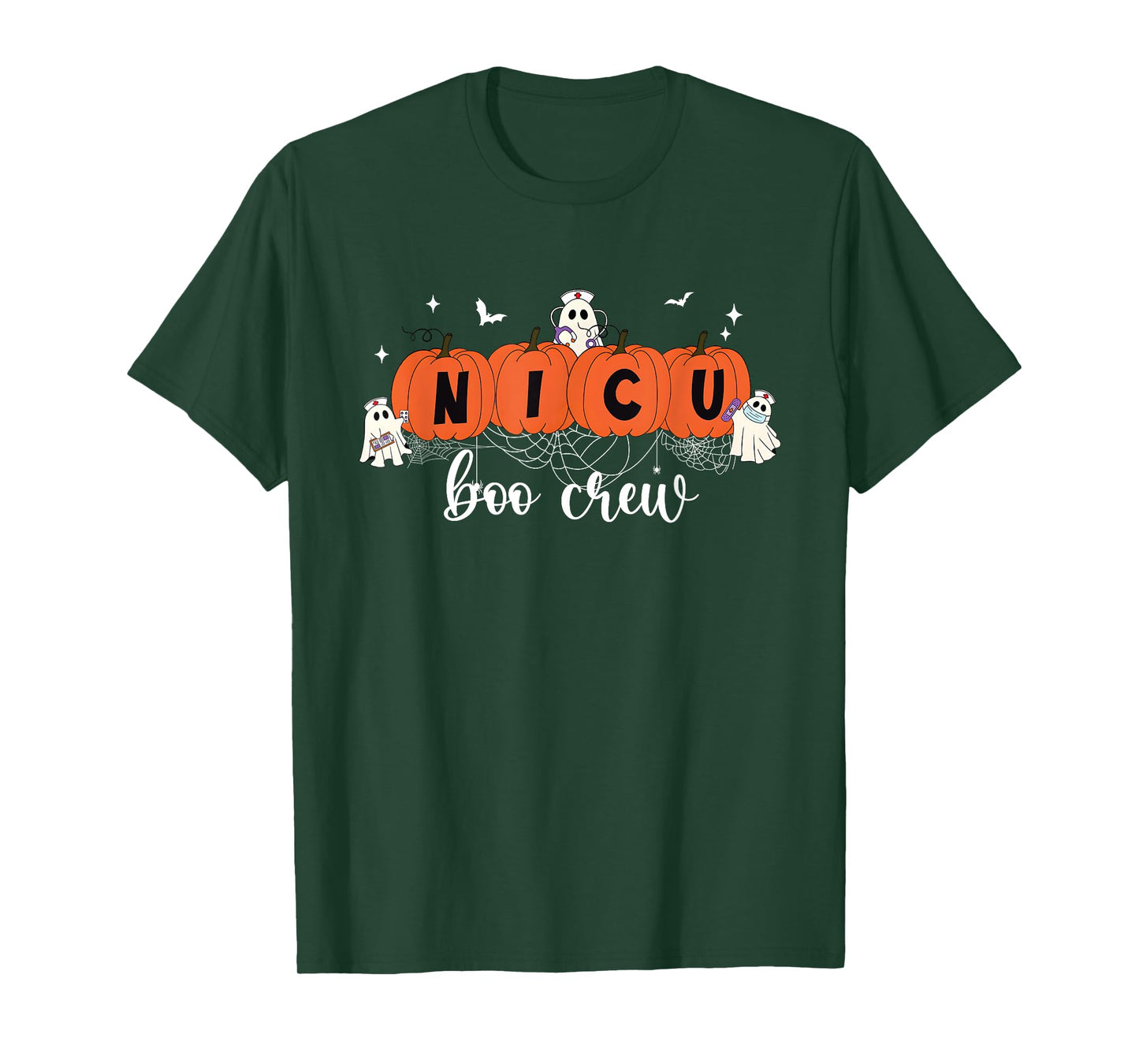 Cute NICU Boo Crew Spooky Nurse Halloween Cute Ghost Pumpkin T-Shirt