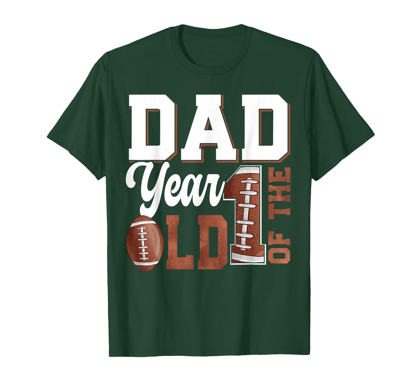Dad of the 1 Year old Football 1st Year Down Birthday Party T-Shirt