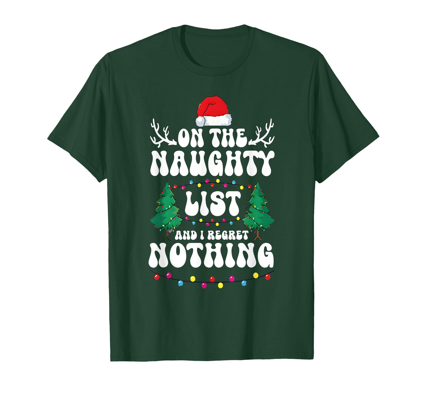 Groovy Naughty List Christmas Xmas Santa Mens Womens Kids T-Shirt