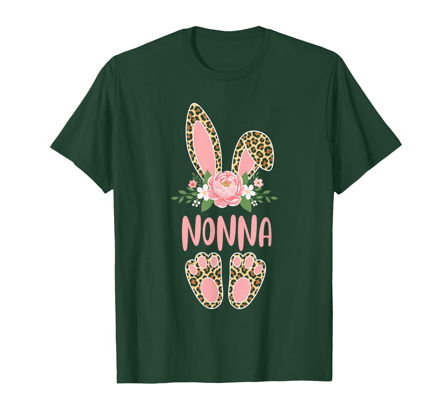 Floral Leopard Nonna Bunny Happy Easter Spring T-Shirt