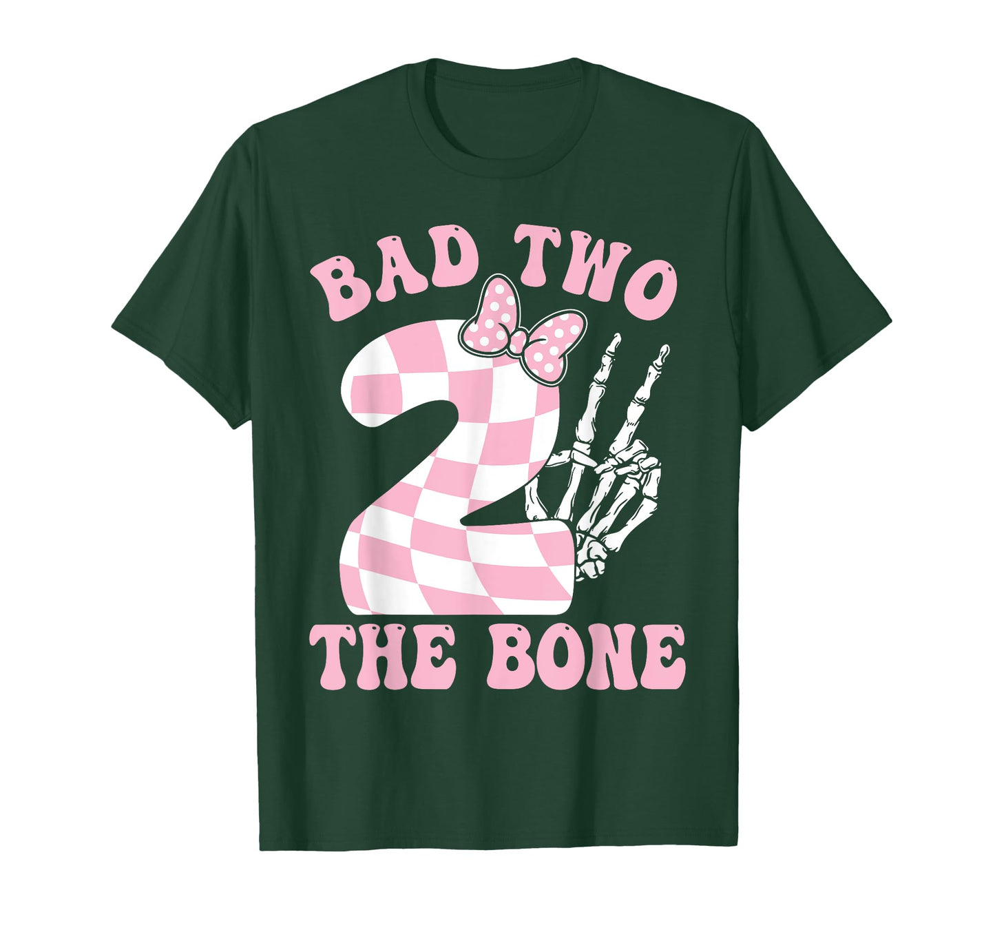 Bad Two The Bone Pink Bow 2nd Birthday Girl Decorations T-Shirt
