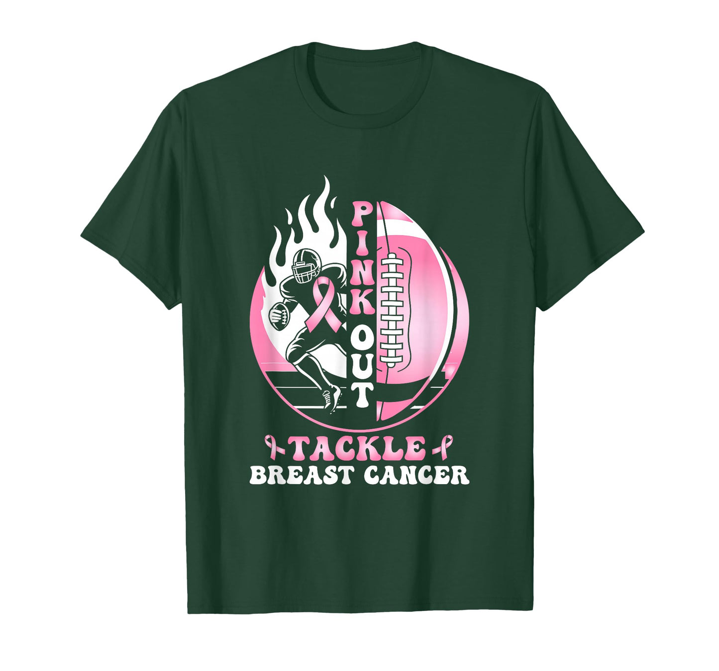 Pink Out Football Tackle Breast Cancer Awareness T-Shirt