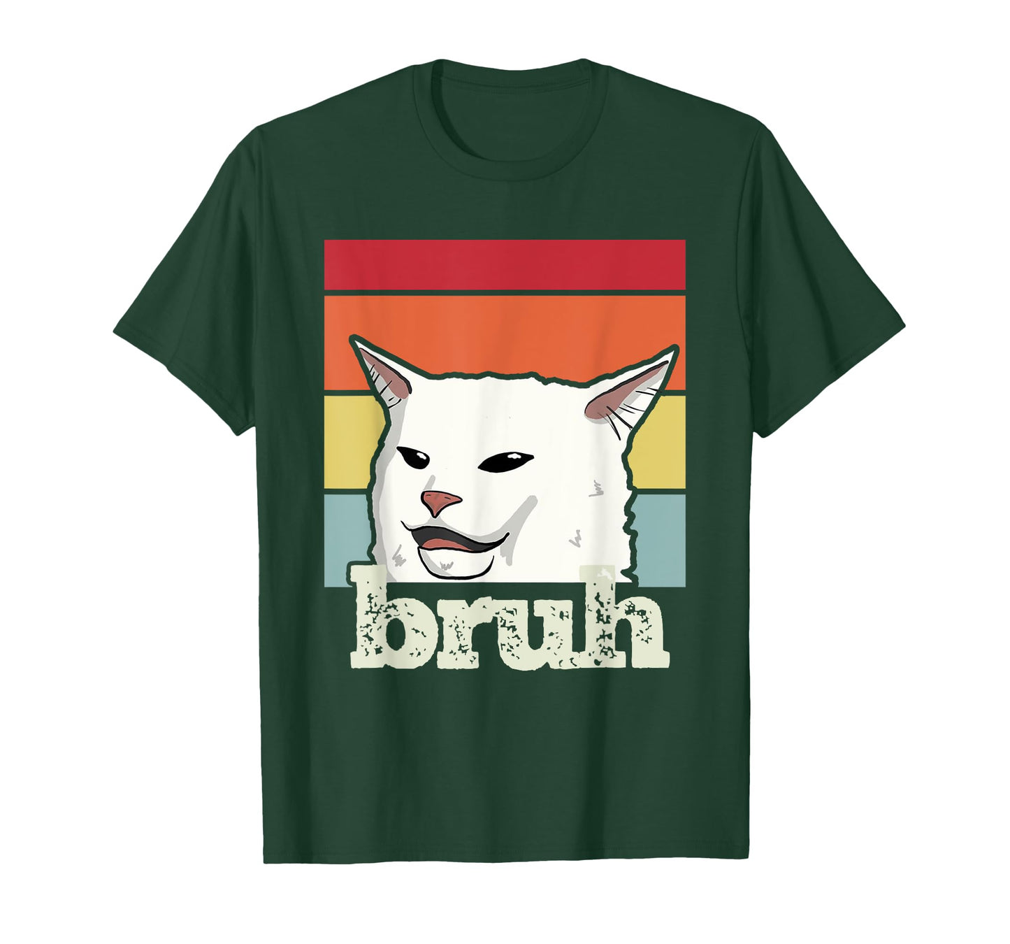 Funny Meme saying Bruh with Cat Greetings Teens Boys Men T-Shirt