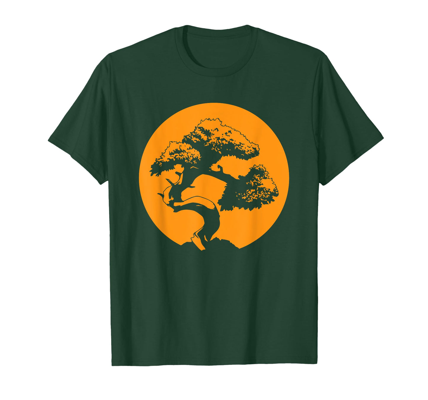 Japanese Bonsai Tree with Orange Sunset T-Shirt