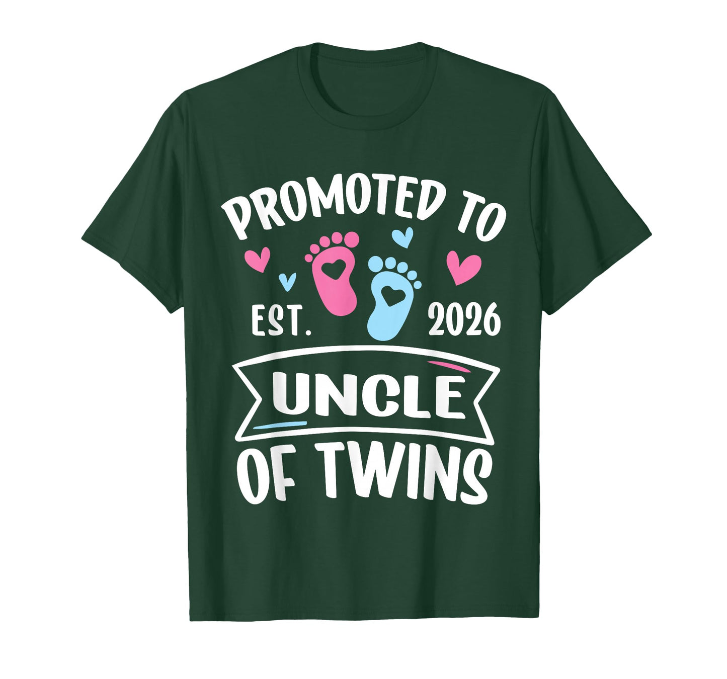 Promoted to Uncle of Twins Est 2026 Baby Gender Reveal T-Shirt