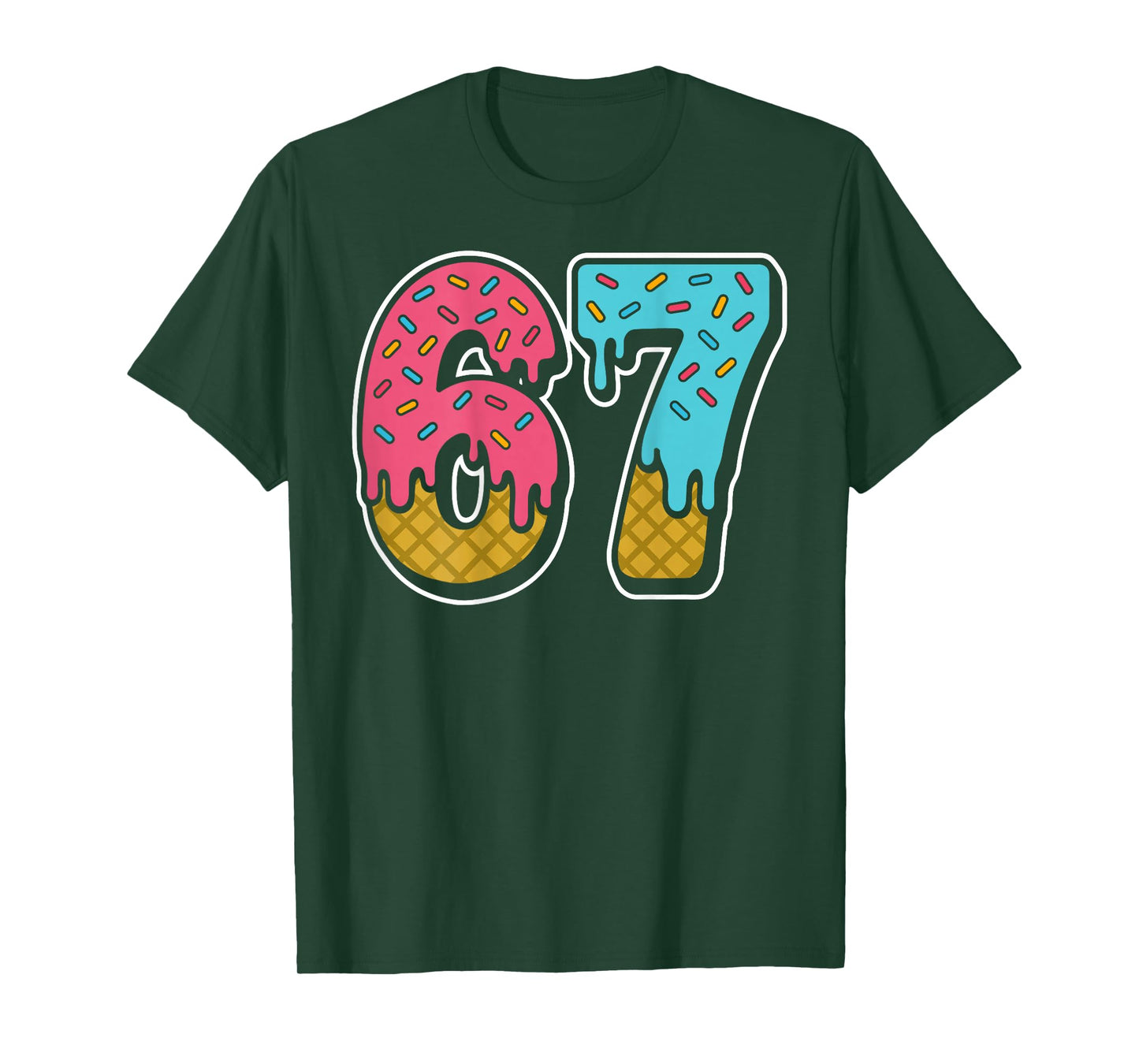 67 Ice Cream Drip Meme Six Seven Gen Alpha Slang (On Back) T-Shirt