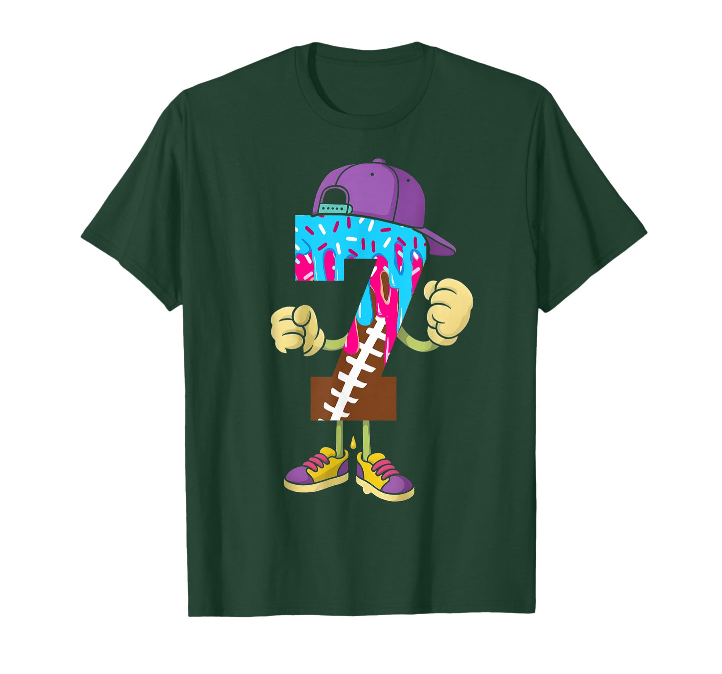 Football 7 Year Old Ice Cream Drip 7th Birthday Boys T-Shirt
