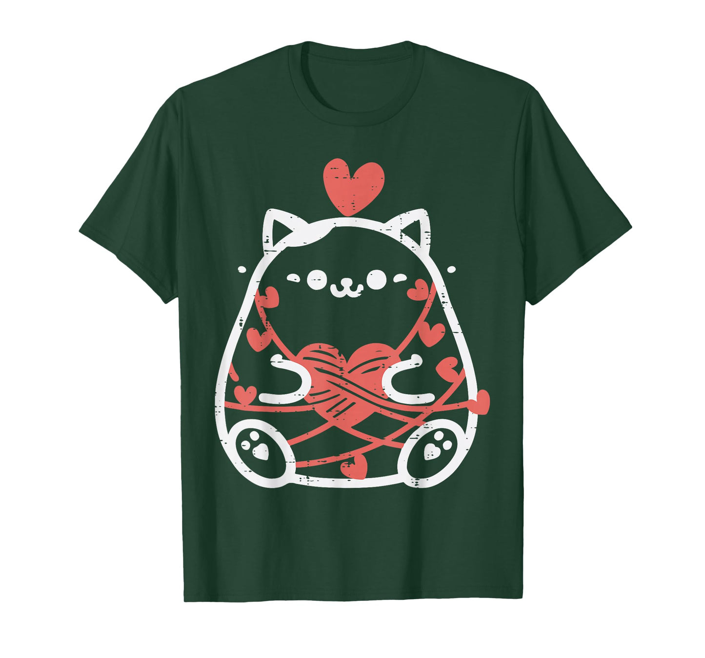 Valentines Day Fat Cat Wrapped String Kitten Women Girl Kids T-Shirt