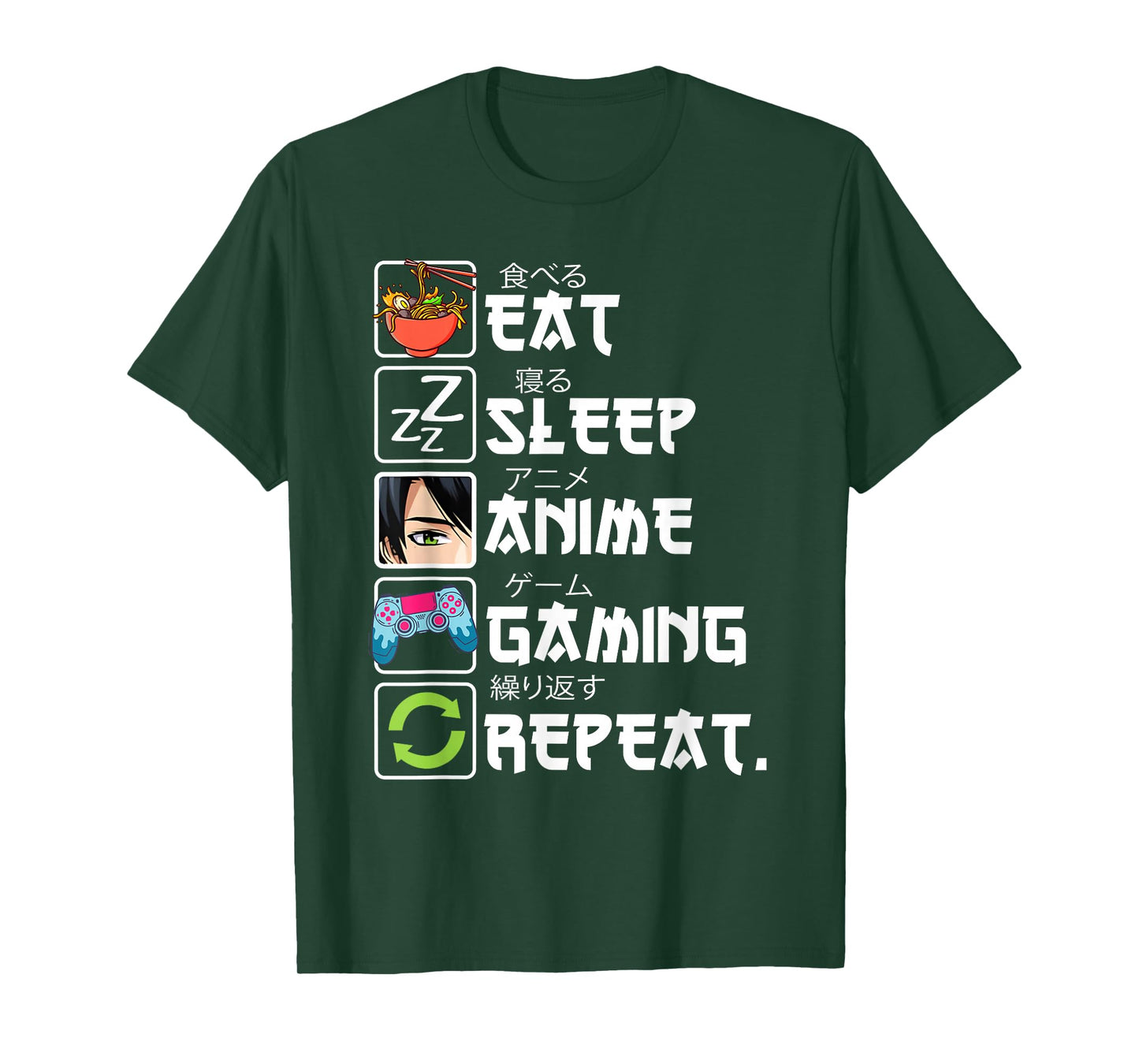 Eat Sleep Anime Gaming Repeat Gamer Men Teen Boy Gifts Anime T-Shirt