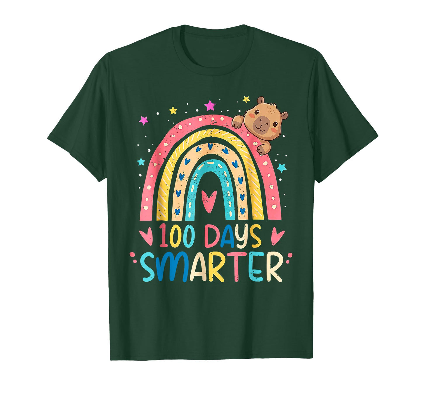 Funny Capybara 100 Days Smarter Capybaras Lover Boys Girls T-Shirt