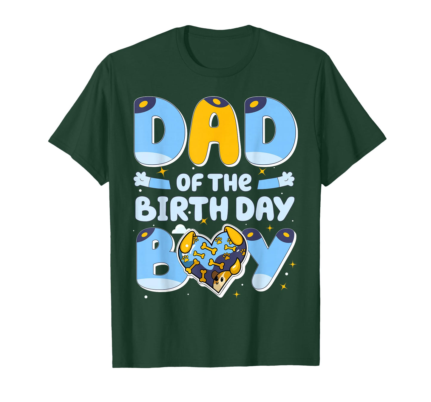 Dad Of The Birthday Boy Funny Blue Dog Family Matching T-Shirt