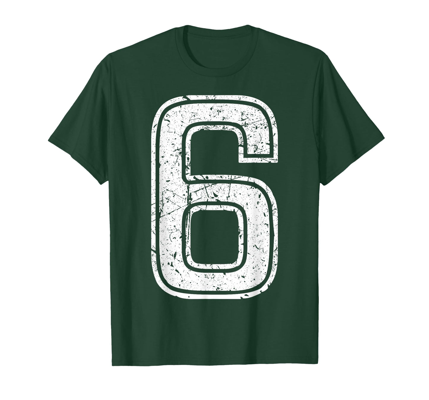 Vintage White Sports Team Number #6 T-Shirt