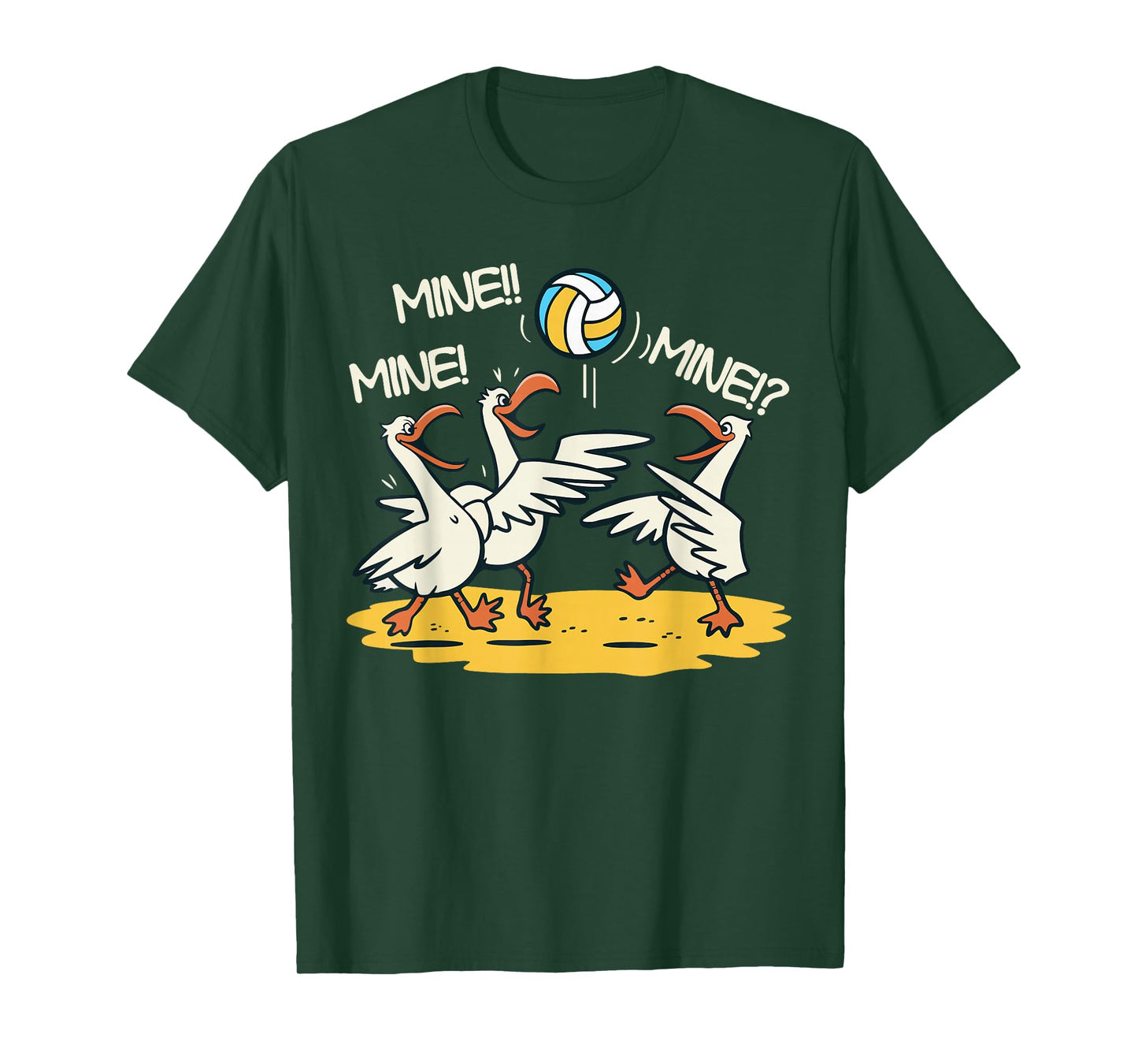 Funny Bird Playing Volleyball Mine Game Day Beach Sports T-Shirt