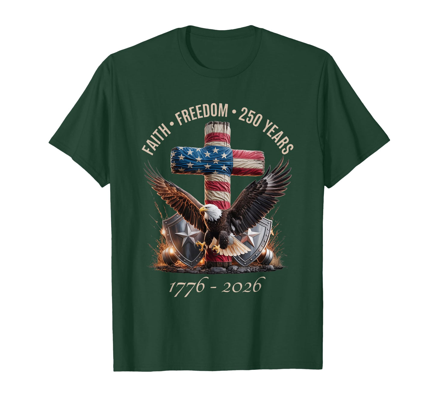 Vintage Faith Freedom 250 Years 1776-2026 Independence USA T-Shirt