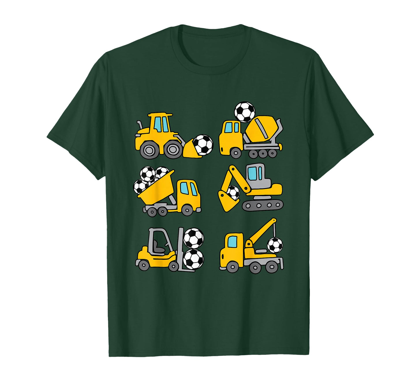 Soccer Ball Kids Football Construction Trucks Toddler Boys T-Shirt