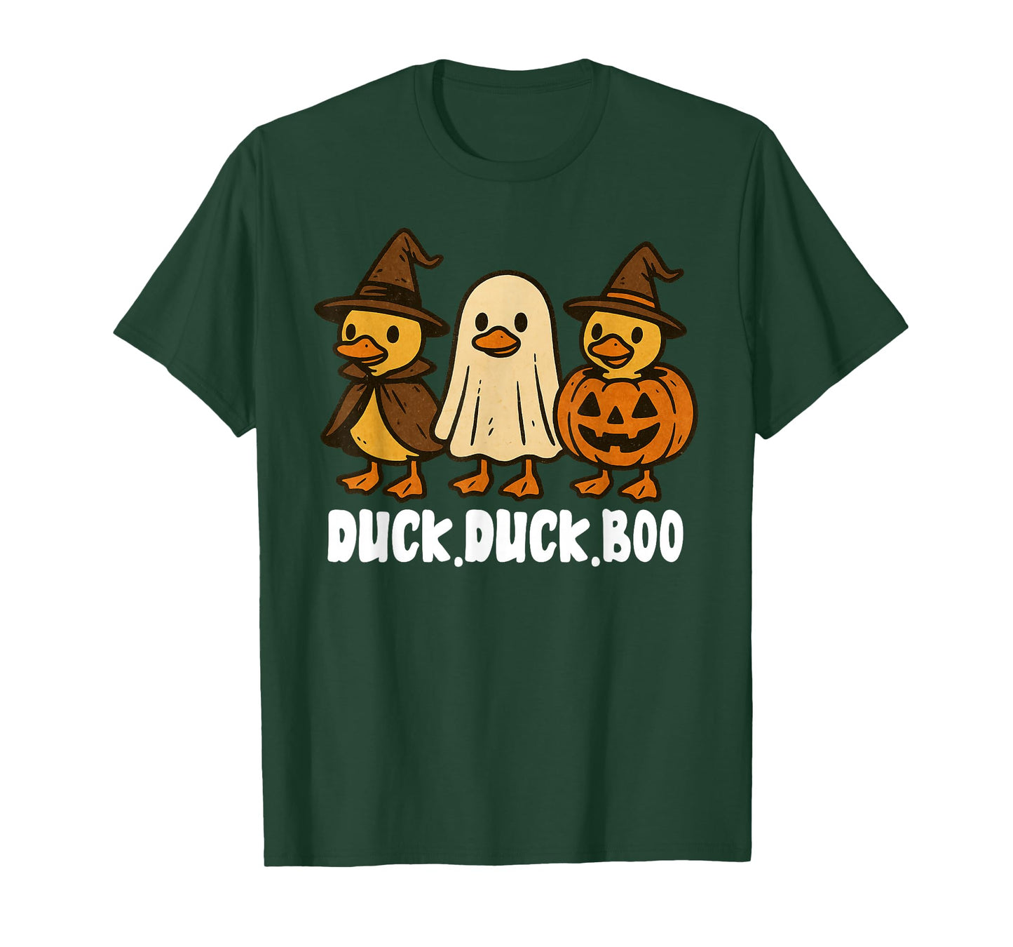 Duck Boo Funny Cute Spooky Halloween Retro Goose Pumpkin T-Shirt