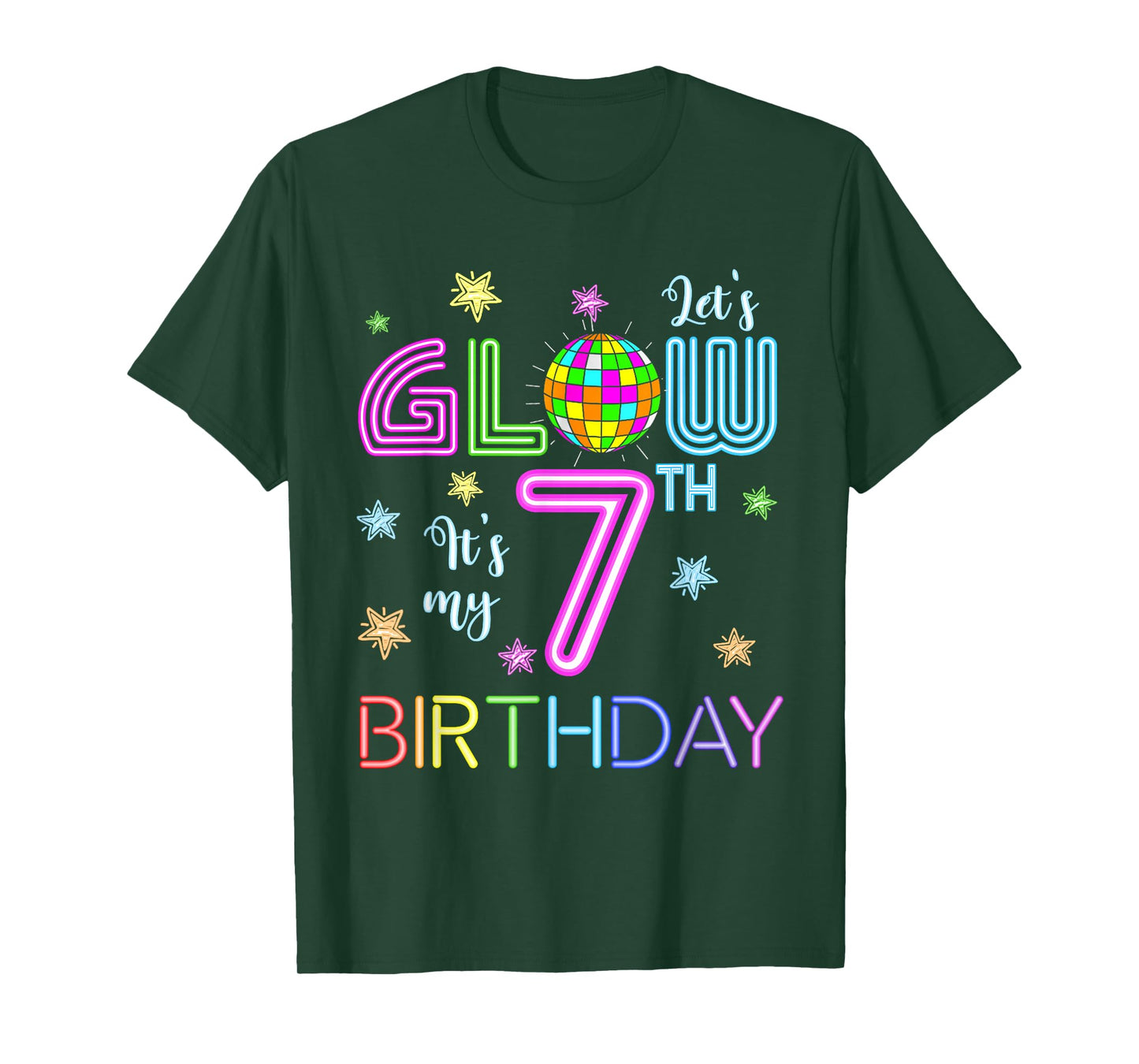 Lets Crazy It's My 7th Birthday Glowing 80s 7 Year Old T-Shirt