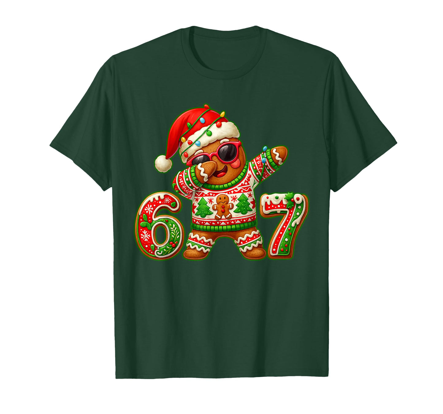 67 Christmas 6 7 Meme Gingerbread Man Xmas Pajamas Six Seven T-Shirt