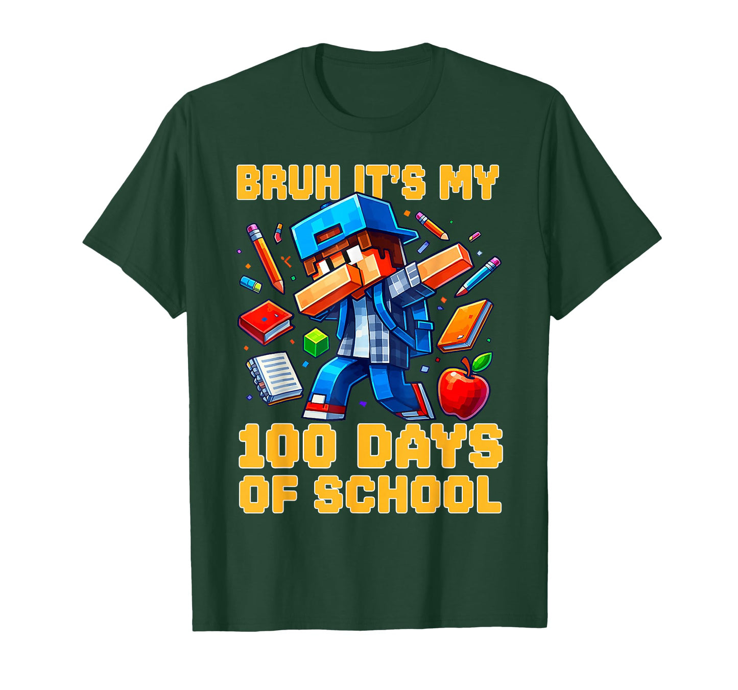 Bruh It's My 100th Day of School Boys Kids Gamer 100 Days T-Shirt