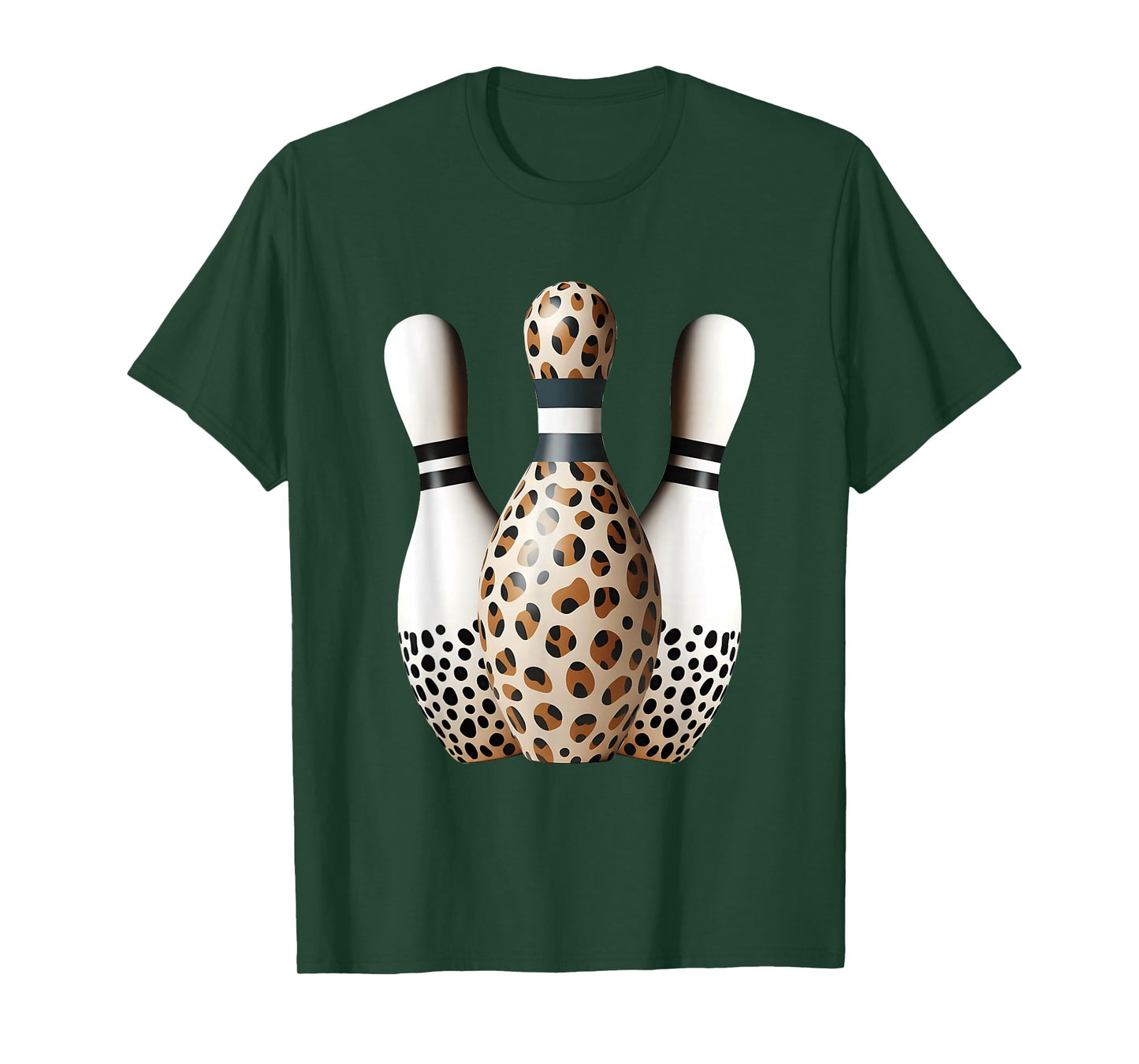 Bowling Pins Leopard Cheetah Print Bowler Sport Graphic T-Shirt