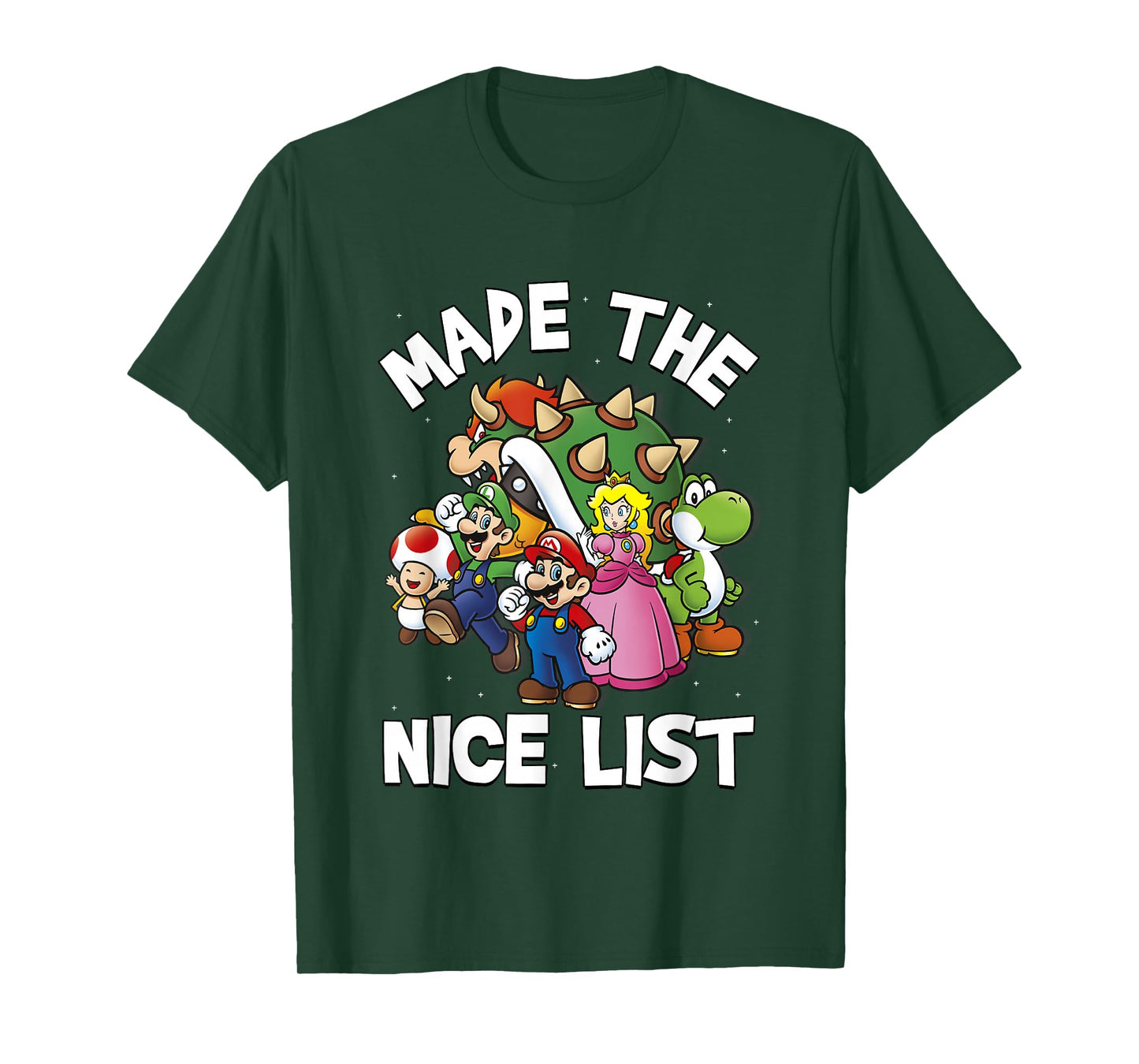 Super Mario Christmas Made The Nice List Group Shot T-Shirt