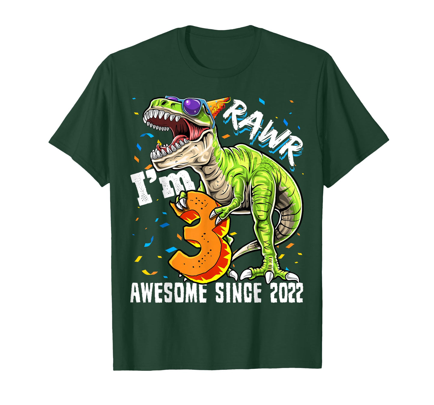 3rd Birthday T Rex Dinosaur Party Boys Rawr I'm 3 T-Shirt
