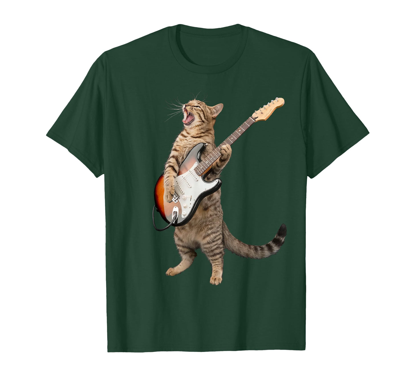 Cat Playing Guitar Shirt Kids Men Women Rock And Roll Band T-Shirt