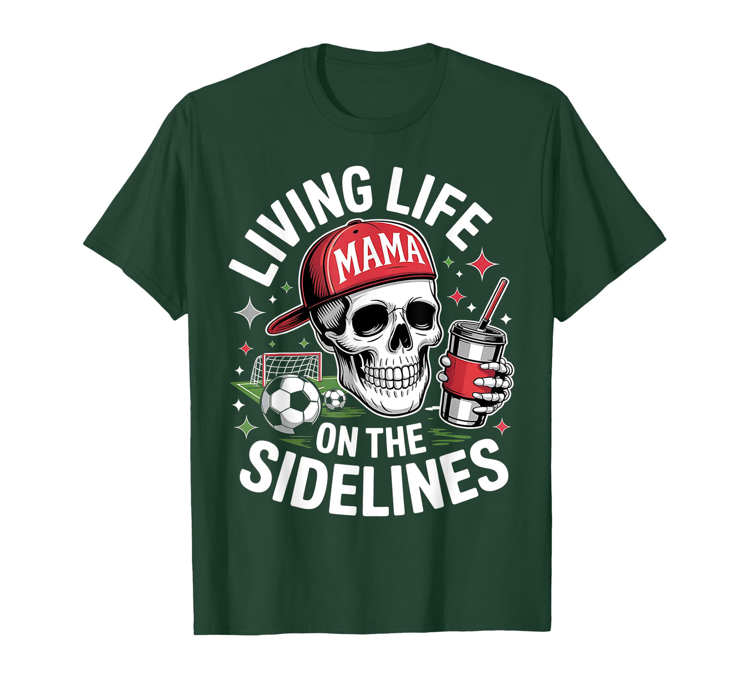Soccer Mama Living Life On The Sidelines Skeleton Coffee T-Shirt