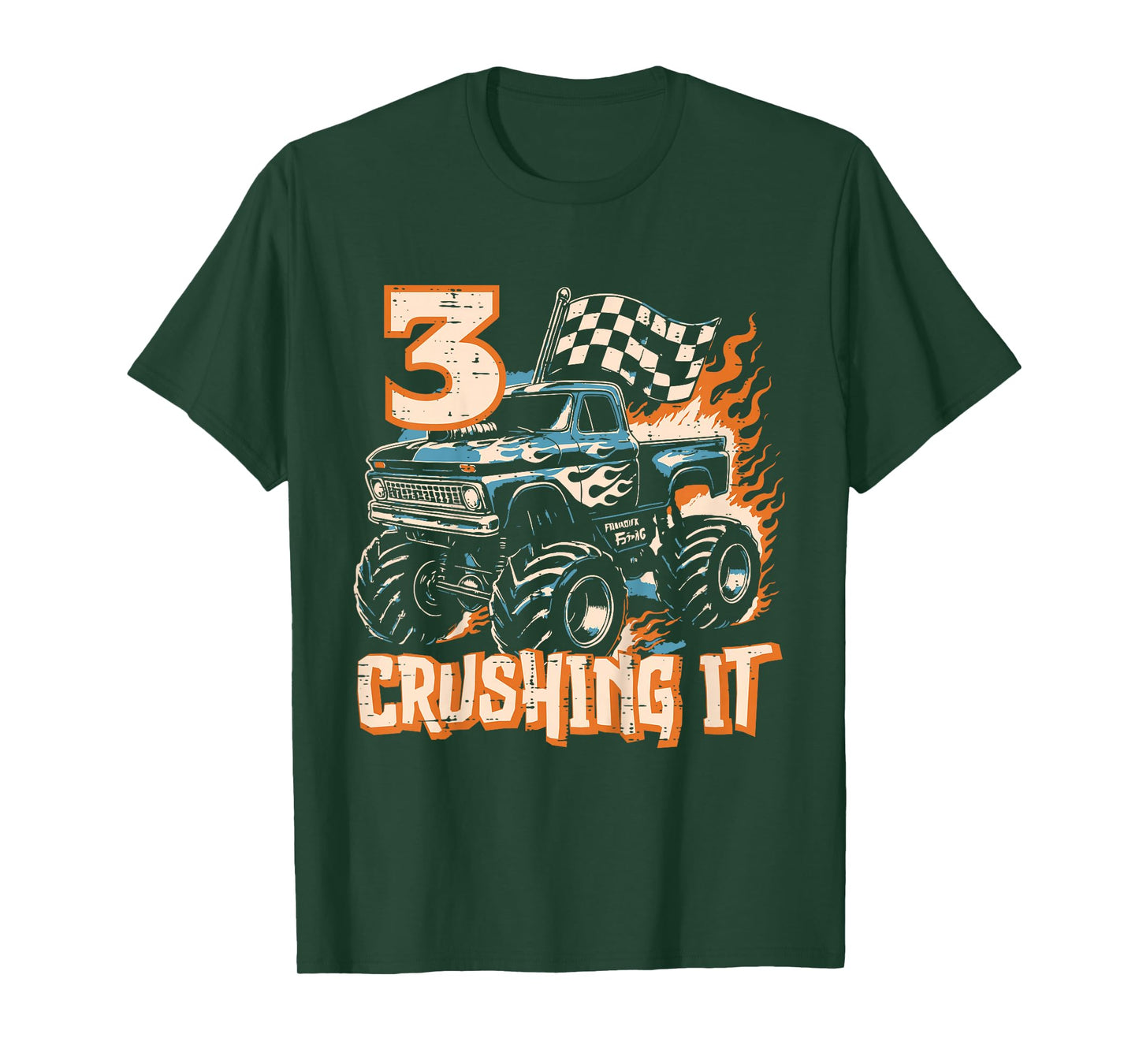 Kids 3 Crushing It Monster Truck Cool 3rd Birthday Bday Boys Kids T-Shirt