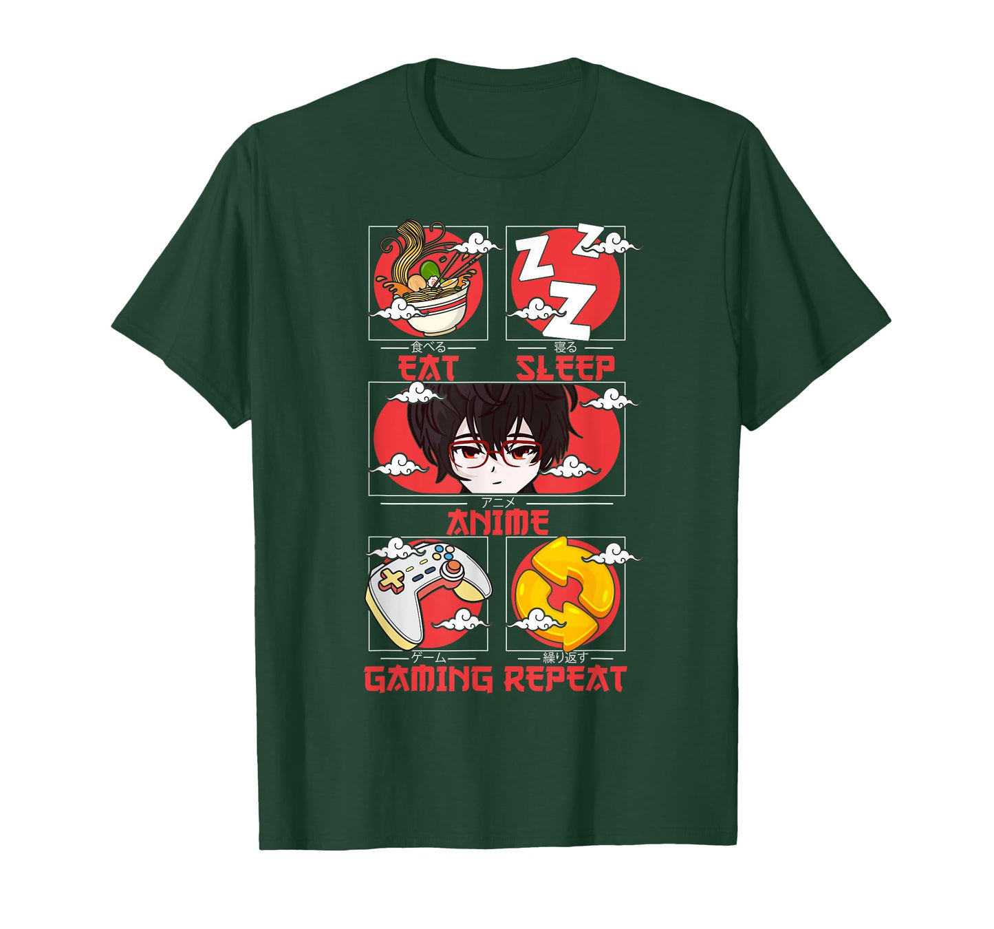 Retro Eat Sleep Anime Gaming Repeat Kawaii Anime Manga Gamer T-Shirt