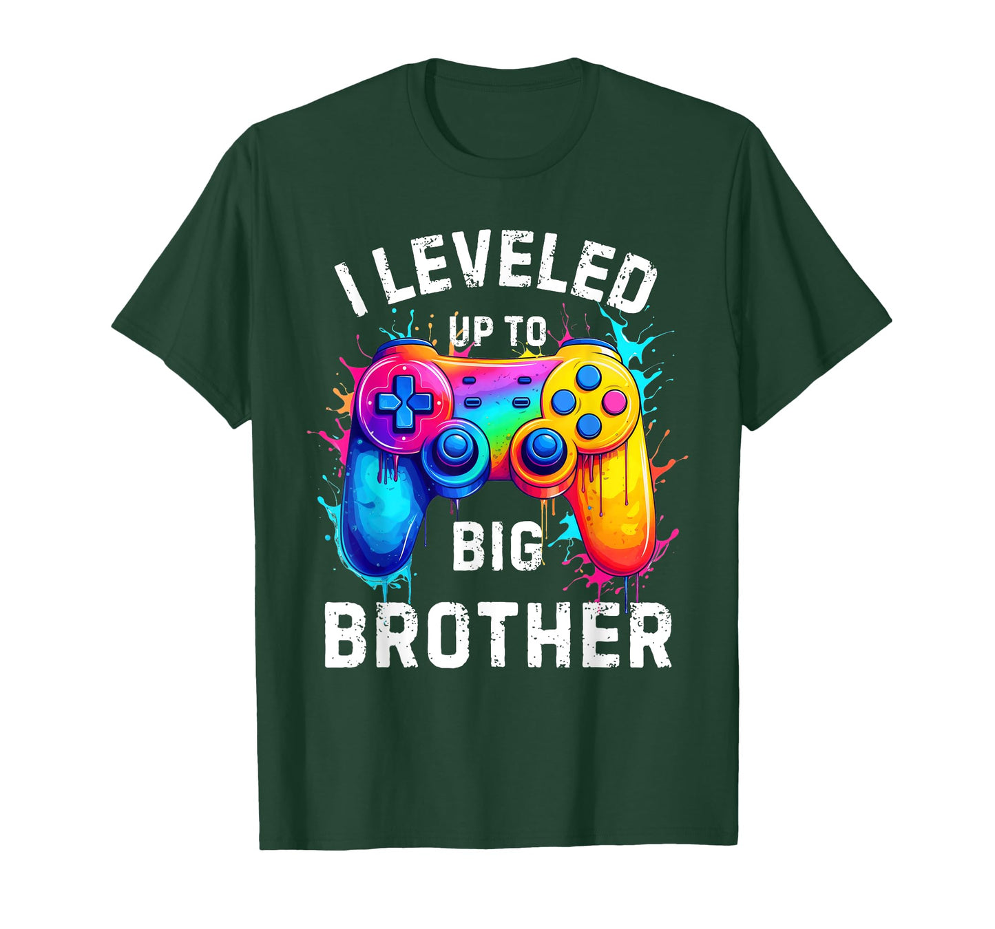 I Leveled Up to Big Brother Funny Gamer Splash Art T-Shirt