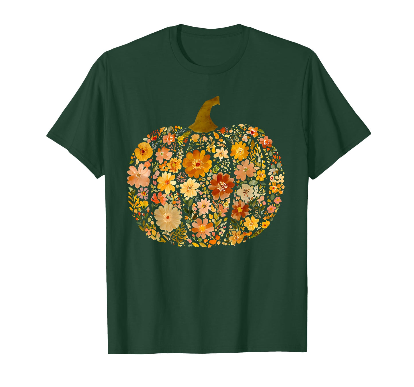 Pumpkin Season Floral Thanksgiving Autumn Fall Y'all Leaves T-Shirt