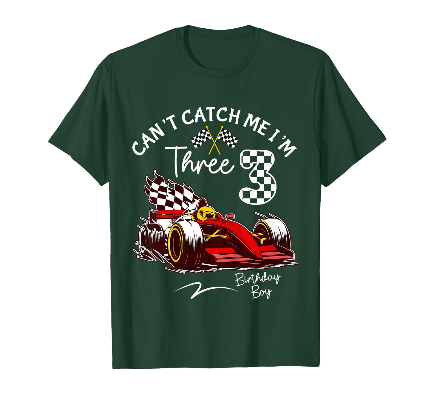 Can’t Catch Me I’m 3 Super Red Racing Car 3rd Birthday T-Shirt