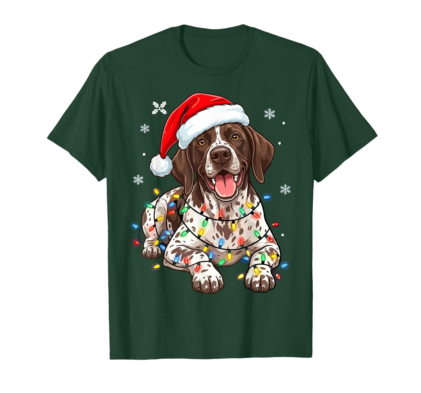 Christmas German Shorthaired Pointer Dog Lights Xmas T-Shirt