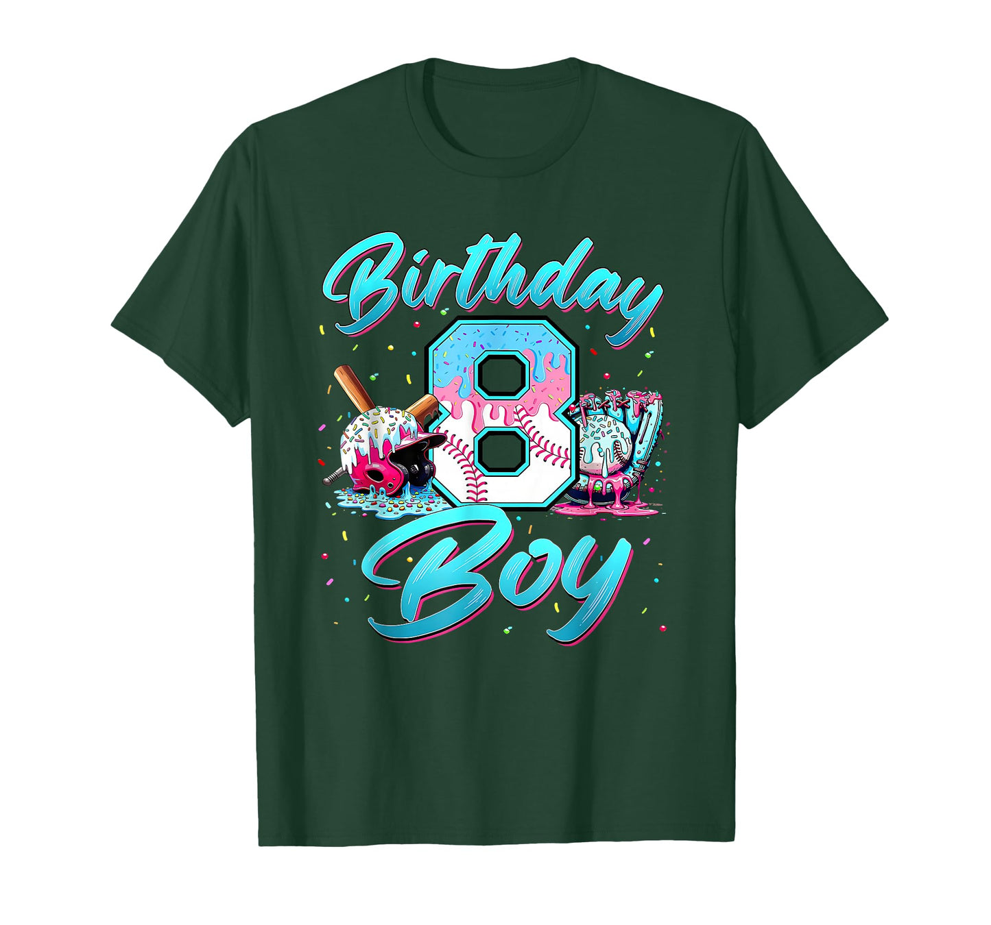 Baseball Boys Ice Cream Drip Baseball Boys Birthday 8 Youth T-Shirt