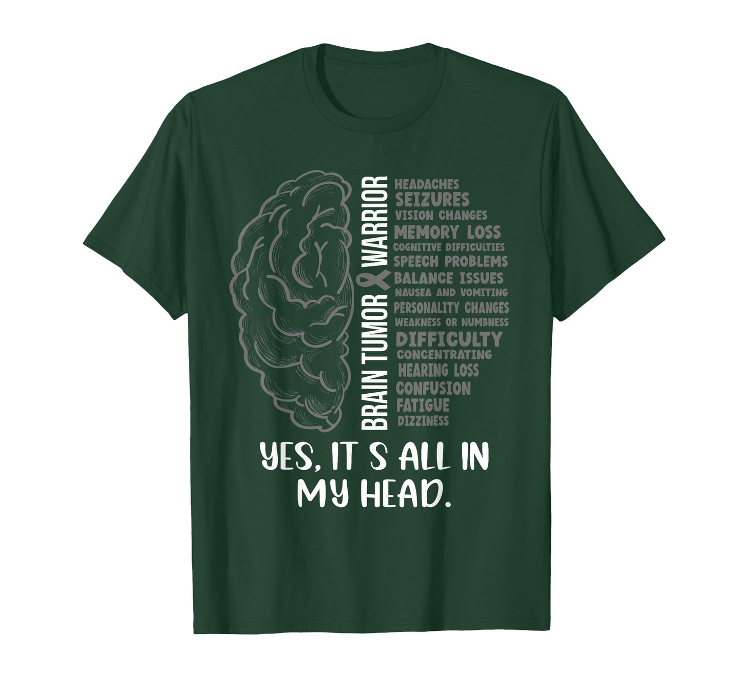 Brain Tumor Warrior It's all in my Head Funny Brain Cancer T-Shirt