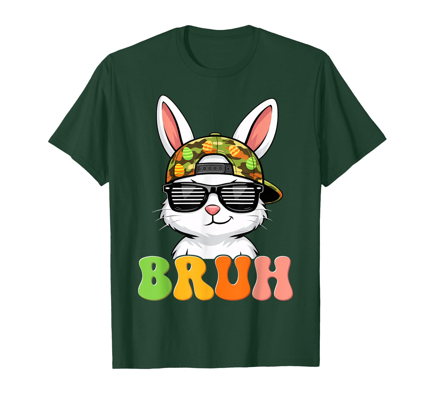 Bruh Funny Rabbit Bunny Camo Camouflage Easter Men Boy T-Shirt
