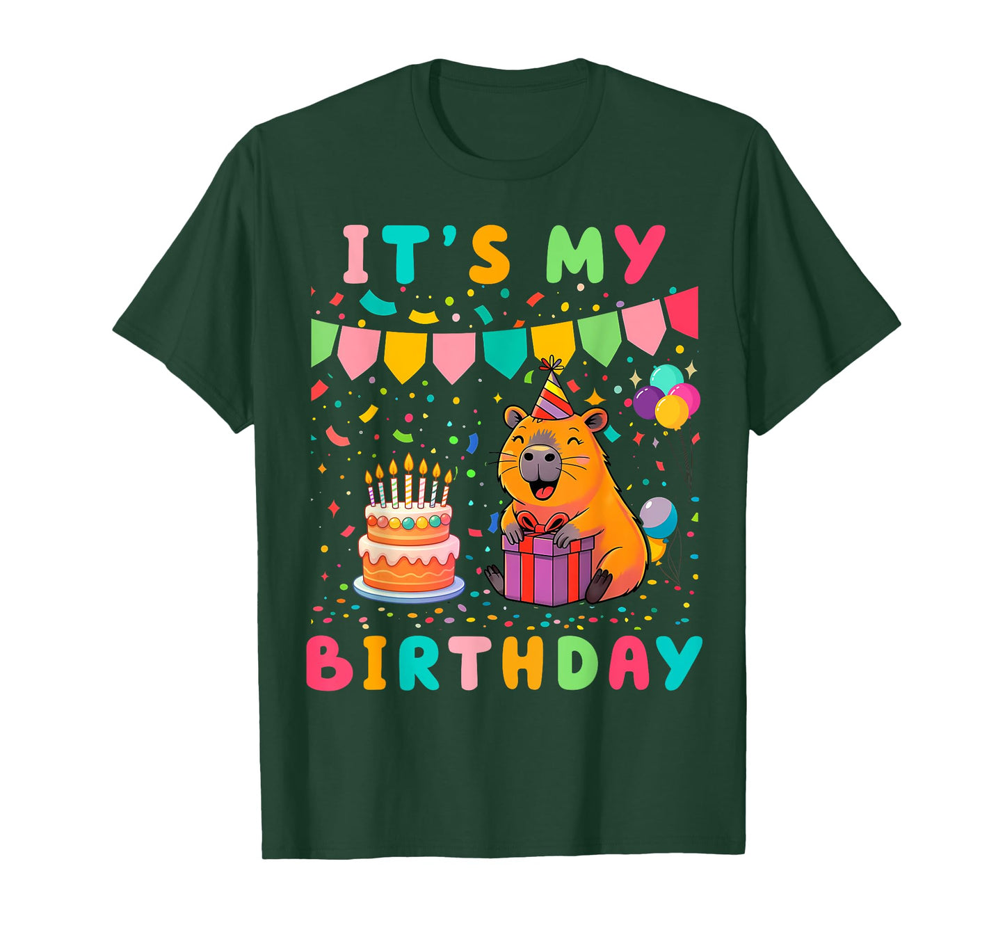 It's My Birthday Girls Capybara Lovers Birthday Party Kids T-Shirt