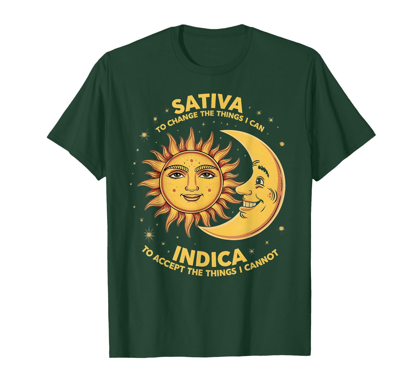 Cosmic Harmony Botanical Balance Mindset Sativa To Change Things Indica To Accept Things T-Shirt, Small, Black
