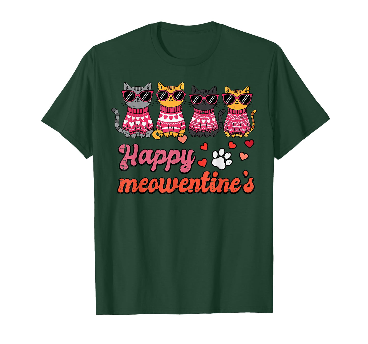 Valentines Day Cats Happy Meowentines Kitten Women Girls Kid T-Shirt