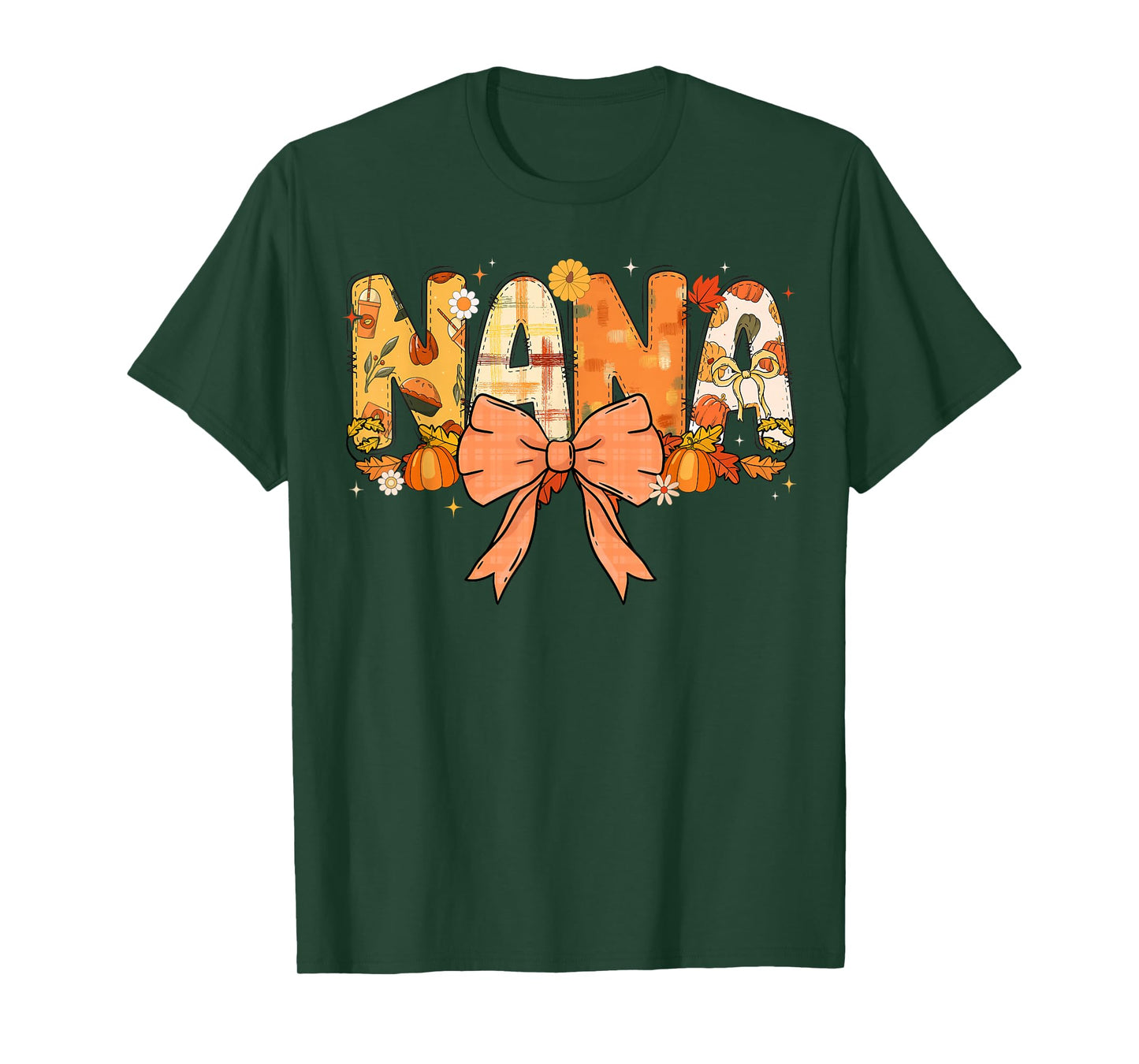 Nana Pumpkin Fall Coquette Bow Thanksgiving Mom Women T-Shirt