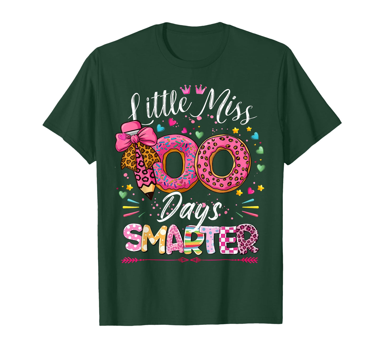 Little Miss 100 Days Smarter Kids Girls 100th Day of School T-Shirt
